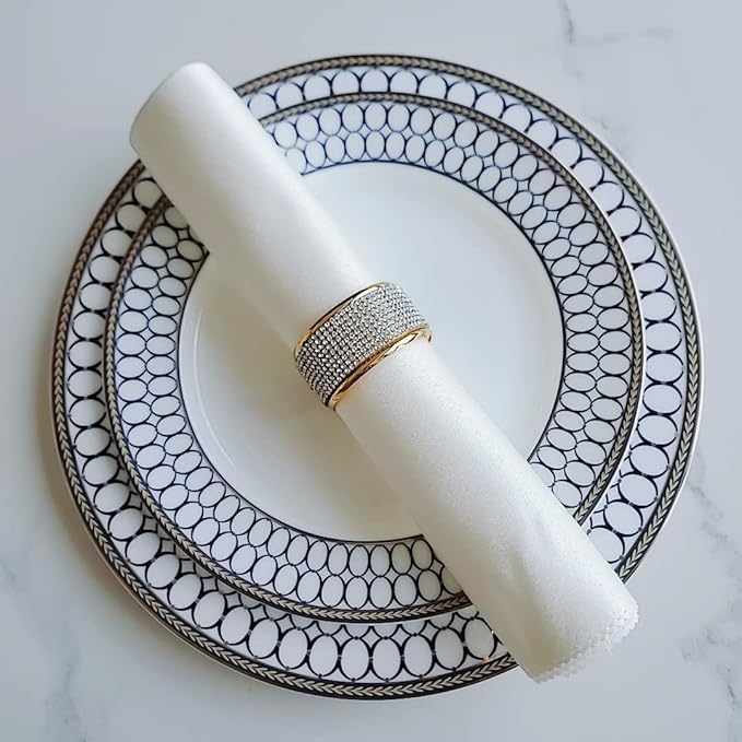 Gold Napkin Rings Set of 6, Thanksgiving Napkin Ring Holders,Silver Diamond Napkin Holder for Dining, Wedding, Christmas Napkin Rings,Party of Table Setting Home Decor
