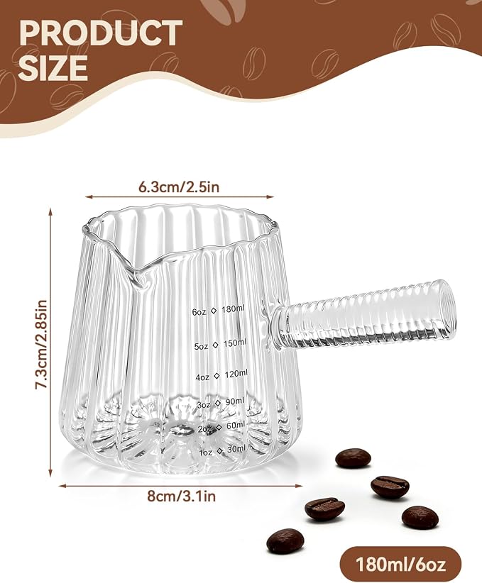 2 PCS Espresso Measuring Cup 6 Oz, Espresso Glass Cups - Image 2