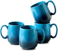 HASENSE 15oz Large Ceramic Mug Set, 4-Piece Blue Ombre Coffee Cups by Hasense