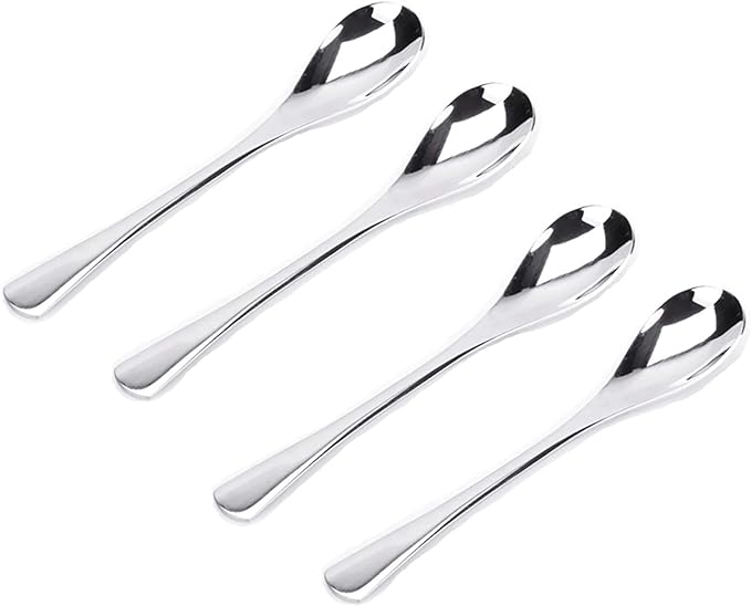 VANRA 4.9in 4-Piece Tea Spoons Set Stainless Steel Coffee Appetizer Dessert by VANRA