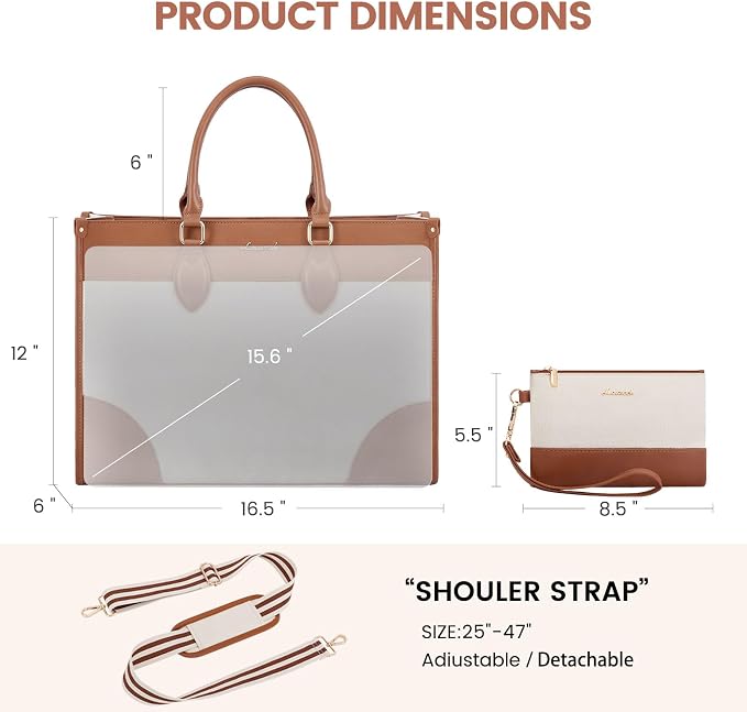 LOVEVOOK Laptop Bag for Women 15.6 lnch, Waterproof Laptops Tote Bags for Womens - Image 4