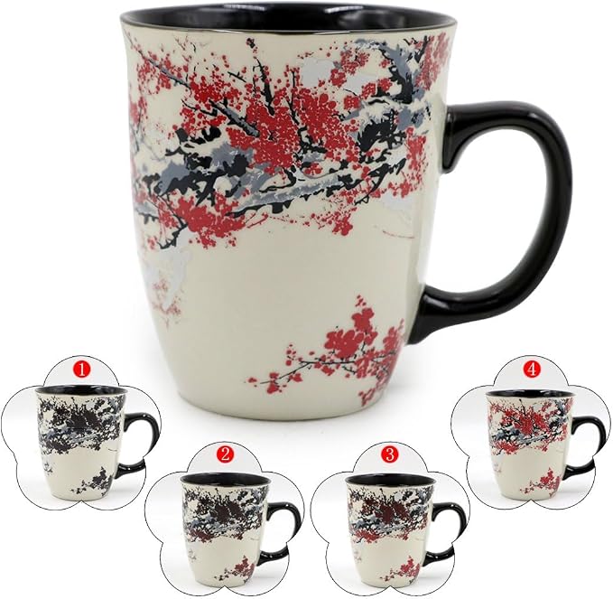 Color Changing Heat Sensitive Magic Funny Art Mug Large Coffee Tea Plum Blossom - Image 4