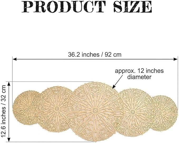 Gold Table Runner 36 Inches Flower Dining Table Runner Fall Decor | Vinyl - Image 3