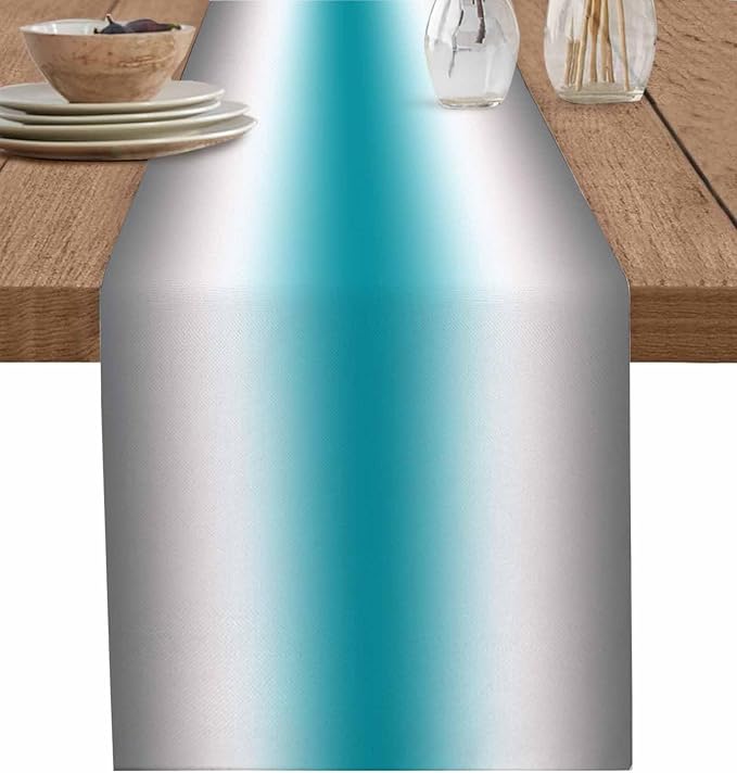 Turquoise Gray Ombre Table Runners 120 Inches Long, Farmhouse Teal Gradient by Unknown