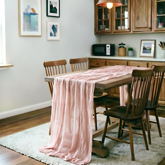 Dusty Pink Cheesecloth Table Runner 120 Inches 10 Pack Gauze Table Runner | - Image 3