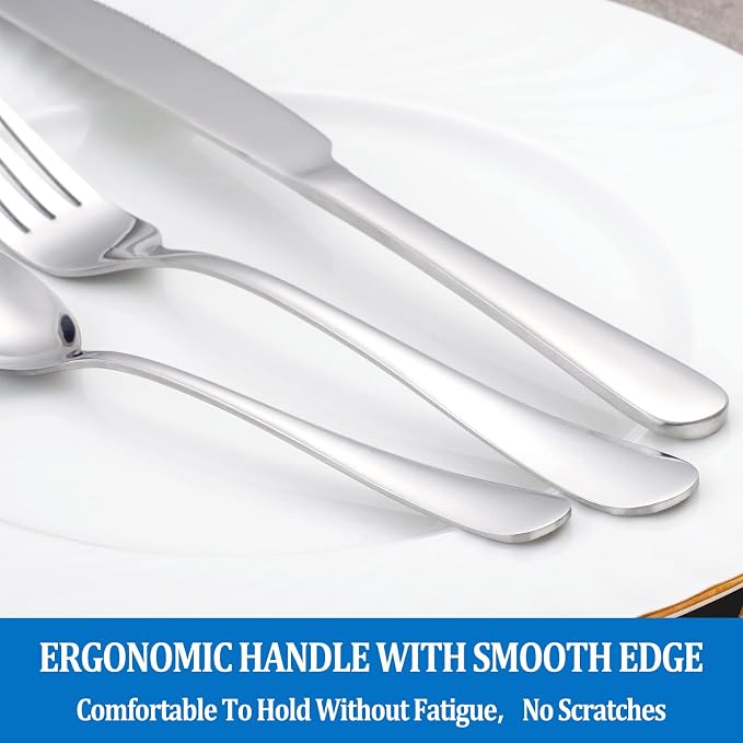 32 Pcs Forks and Spoons Silverware Set, Food Grade Stainless Steel Flatware - Image 5