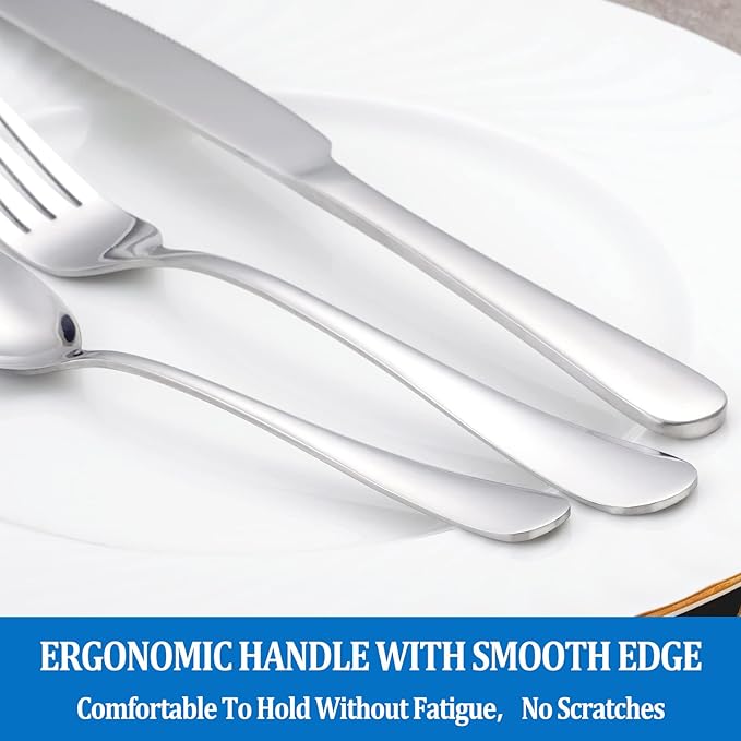 8 Pcs Forks and Spoons Silverware Set, Food Grade Stainless Steel Flatware - Image 5