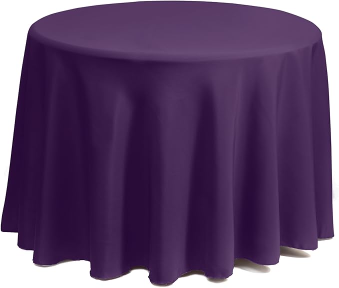 Gee Di Moda Round Tablecloth - 132 Inch Purple Round Table Cloth for 72 to 96 Inch Round Tables - Heavy Duty Washable Fabric - for Buffet Table, Holiday Party, Dinner, Wedding & Baby Shower