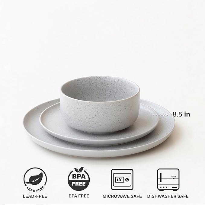 WENSHUO Dinner Plates Set of 6, Chip and Scratch Resistant (Sandstone Gray, 8.5 Inch)