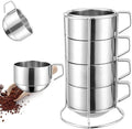 SZCXTOP 6.8 Oz Stainless Steel Coffee Cups Set of 4 Mug, Stackable Double Heat by SZCXTOP
