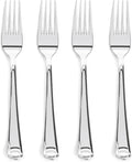 Prestee 100-Pack Heavy Duty Plastic Forks - 7-Inch Elegant Silver Plastic Forks Disposable Set - Fancy, Disposable Silverware Utensils for Parties, Holidays, Weddings, and Events - Durable Cutlery Set