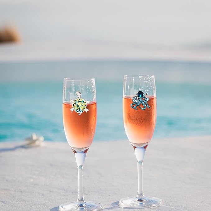 THE QUEENS' JEWELS Turtle Jeweled Stemmed Wine Glass, 21 oz. - Colorful and Unique - Hand-Set Rhinestones, Not Painted