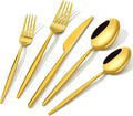 18/10 Silverware Set for 12, 60 Piece Gold Stainless Steel Flatware Cutlery | by KINGSTONE