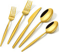18/10 Silverware Set for 4, 20 Piece Gold Stainless Steel Flatware Cutlery | by KINGSTONE