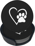 6 Pcs Dog Pet Paws Love Heart Leather Coasters by NiuKom