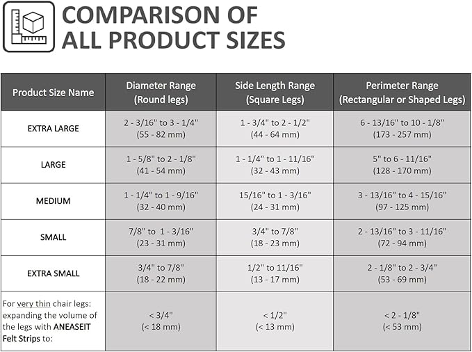 Aneaseit Chair Leg Floor Protectors - 8 pcs Brown - Felt Bottom Silicone Pads for Hardwood Floors & Furniture Feet - Rubber Caps for Chairs - X-Large