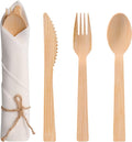 Pre Rolled Napkin and Bamboo Cutlery Set - 30Pack Bamboo Utensils/Cutlery Set(30 Forks, 30 Knives, 30 Spoons, 30 Napkins), Biodegradable Wrapped Cutlery for Party, Wedding, Events