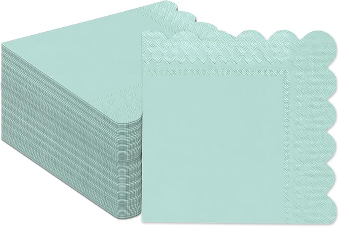 qiqee Dark Blue Cocktail Dinner Napkins 5x5inch Disposable Beverage,Wedding, Birthday Party Dessert Wave Paper Napkins(120 Count)