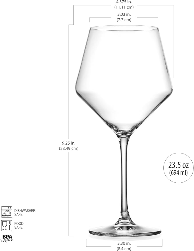 Glaver's Wine Glasses, Lead-Free Premium Crystal Clear Glass, Hand Blown - Image 5