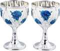2 Pcs Vintage Metal Wine Cups, Alloy Embossed Mini Goblets, 2.76 x 1.69 in by Unknown