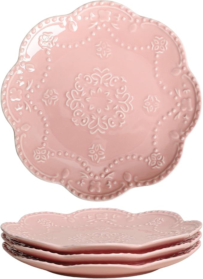 Gaolinci European Palace Series Lace Embossed Ceramic Dinner Plate by Gaolinci