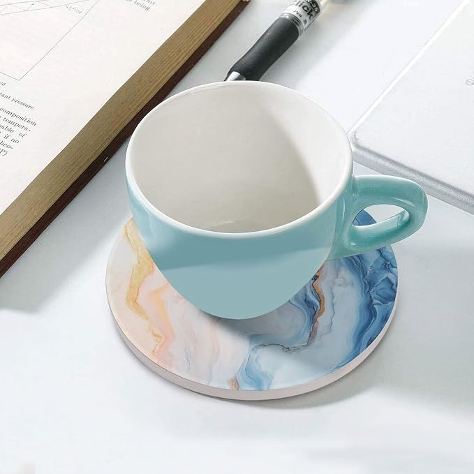 Minimalist Marble Texture Abstract Coasters Set of 4 Absorbent Coasters - Image 5