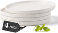 MIAMIO – Ceramic Dinner Plates Set for 4 People/Ceramic Dinnerware 4-Piece, Modern Stoneware, Dishwasher & Microwave Safe – Luxe Collection (White, 8 Inch)