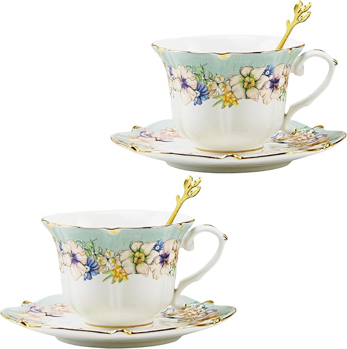 Country Roses Porcelain Tea Cup and Saucer Set - Image 5