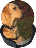 6 Pcs Golden Lab Labrador Retriever Family Loyal Hunting Dog Leather Coasters by NiuKom