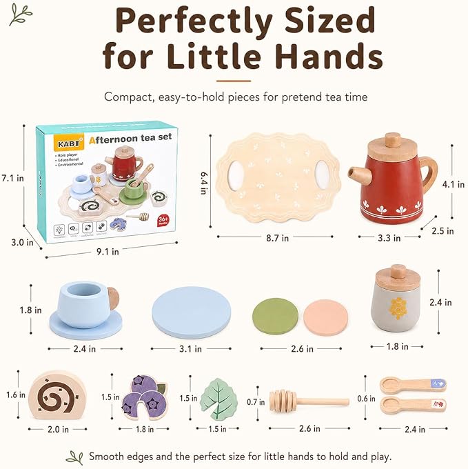 Wooden Red Tea Set Toys - Image 4