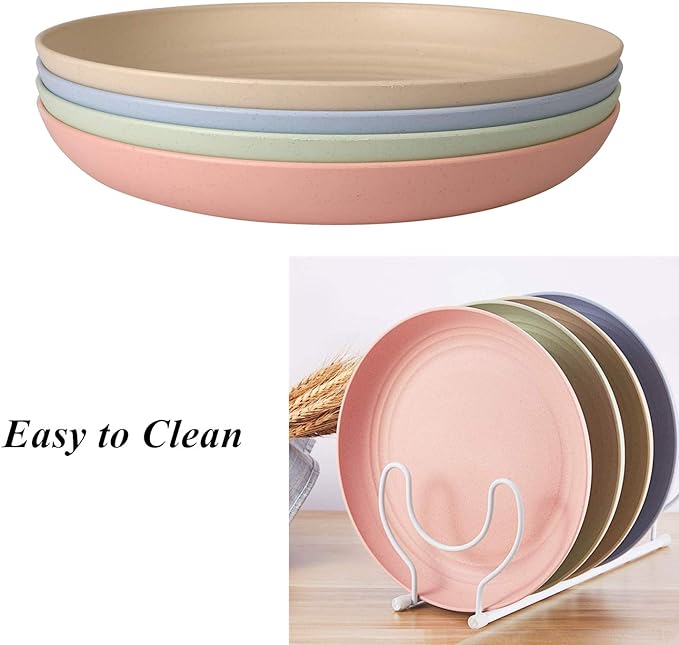 Wheat Straw Plates Lightweight Unbreakable Dinner Dishes Plates Set Dishwasher & Microwave Safe (Extra Large 8 Pack 10')