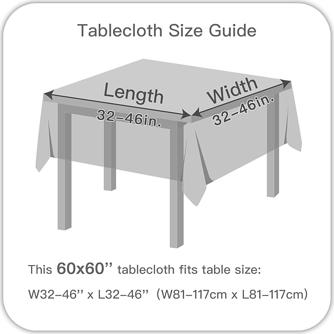 maxmill Square Jacquard Tablecloth Waterproof Spillproof Wrinkle Resistant Soft Weaved Design Table Cloth for Dinner and Party Washable Fabric Cover, Indoor Outdoor Use, 60 x 60 Inch, Navy Blue