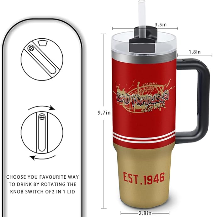San 30 oz Tumbler with Handle and Straw,Car cup,Coffee Mug,100% Leakproof Insulated Tumbler with Lid and Straw,Made of Stainless Steel,Cup Holder Friendly Base,Classic Collection Gifts for Fans