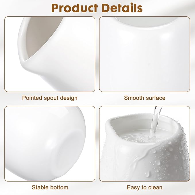 ULTECHNOVO 12 Pcs Ceramic Creamer Pitchers, Mini Milk Jugs - Image 4