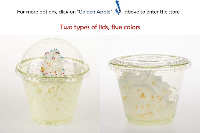 Golden Apple, 9oz-50sets Green Plastic Cups with Clear Dome lids No Hole…