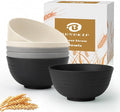 Wheat Straw Bowls Sets of 6, 26oz Plastic Bowl Reusable, Unbreakable Cereal Bowl by BUSOKIP