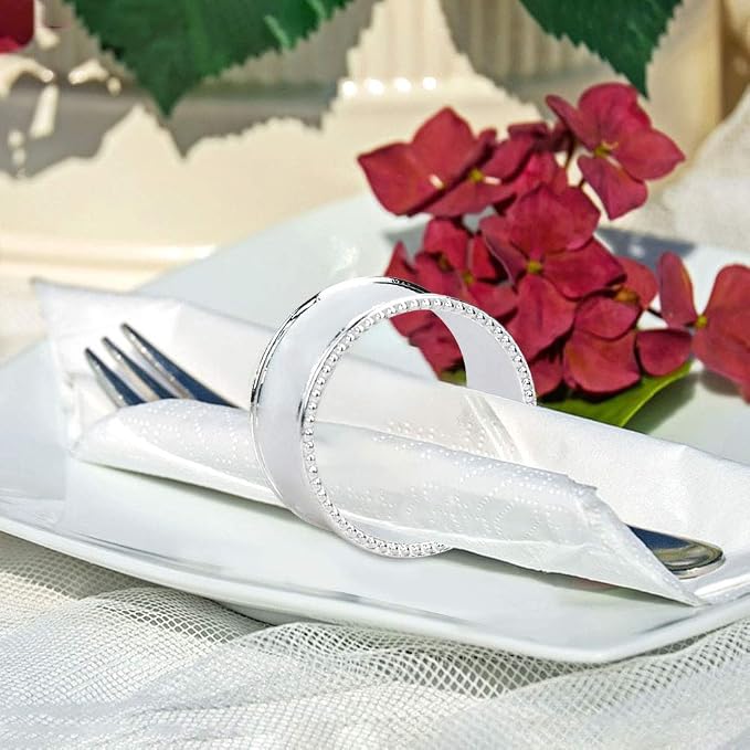 12 Pcs Stainless Steel Bead Side Napkin Rings - Image 3