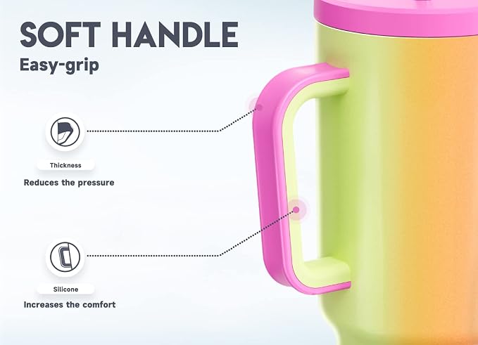 Meoky 40oz Tumbler with Handle, Leak-proof Lid and Straw, Insulated Coffee Mug - Image 4