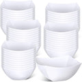 Tanlade 50 Pcs Square Plastic Serving Bowls Disposable Snack Salad Bowl Small Party Candy Bar Containers Taco Bar Serving Dishes for Buffet Chips Fruit(4 oz,White)