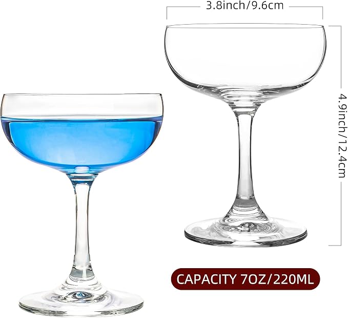 Champagne Glasses Set of 12-7oz Elegant Coupe Glasses, Crystal Cocktail Glasses - Image 2