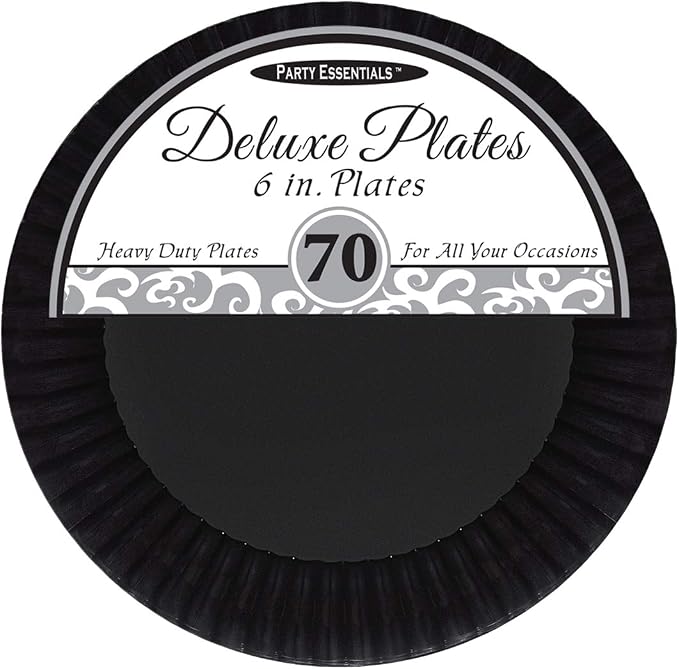 Party Essentials Deluxe Quality Hard Plastic 70 Count Round Party/Dessert Plates - Image 2