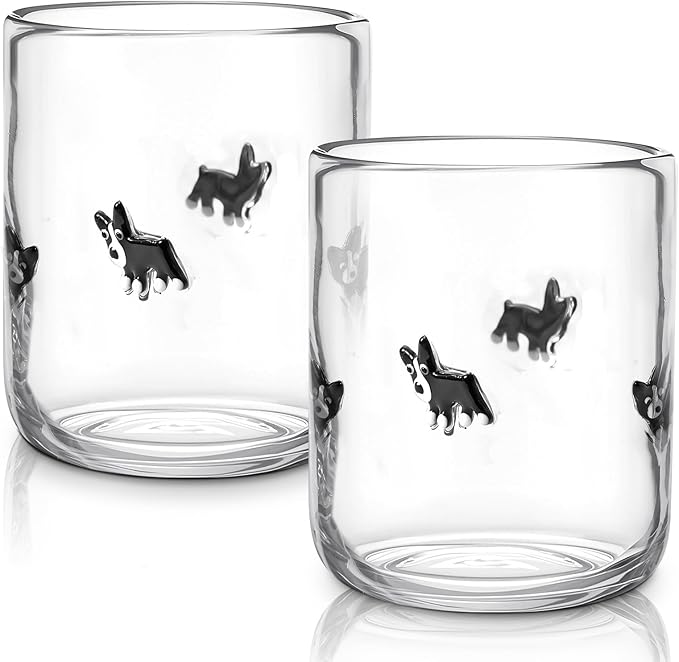 Skylety 2 Pack Puppy Icon Juice Glasses, Coquette Aesthetic Glass Cups by Skylety