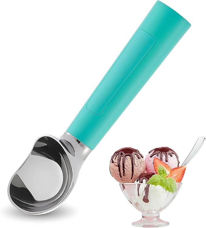 Heated Ice Cream Scoop Rechargeable, Electric Warming Ice Cream Scooper with LED Display, Heats to 158°F for Hard Ice Cream, Easy for Seniors & Kids, IP67 Waterproof (Retro Mint, 2oz)