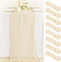 8 Pack Beige Cheesecloth Table Runner 10ft Boho Rustic Gauze Runner | by MLMC