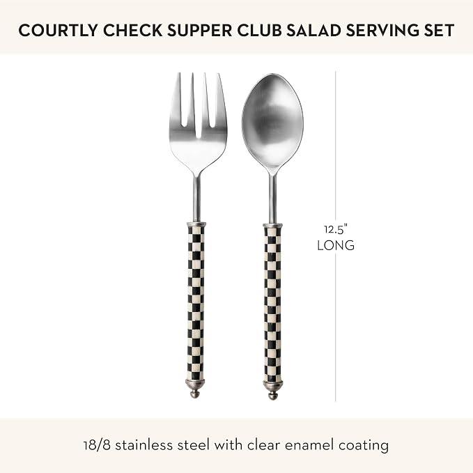 MACKENZIE-CHILDS Supper Club Salad Serving Set, Fork and Spoon Salad Servers - Image 4