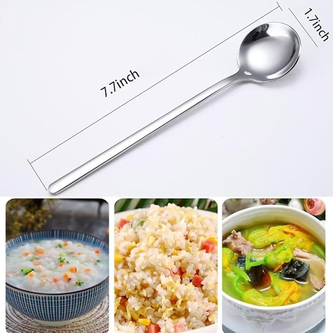 Spoons Silverware Set 5-Pack Korean Spoon,7.7 Inch 18/8 Stainless Steel Table Soup Spoons for Home, Kitchen, or Restaurant Flatware Set, Dishwasher Safe