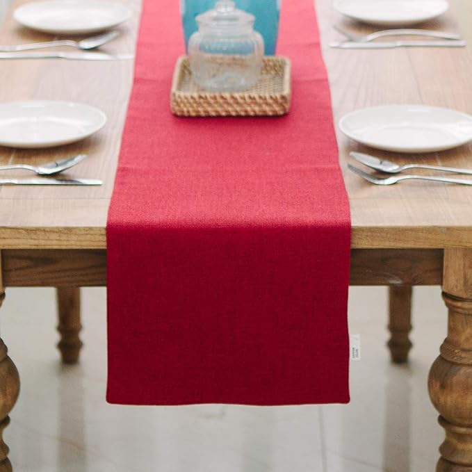 Soft Caddice Faux Linen 2 Side Table Runner, eco-Friendly Fabric Handcrafted by NATUS+WEAVER