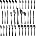 30 Pcs Black Silverware Set for 6, Food Grade Stainless Steel Flatware Set by Lazycorner