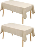 Hiasan 2 Pack Faux Linen Rectangle Tablecloth - Wrinkle and Stain Resistant Washable Table Cloth for Kitchen Dining Room Holiday Table Cover for Party Dinner, Beige, 70 x 140 Inch