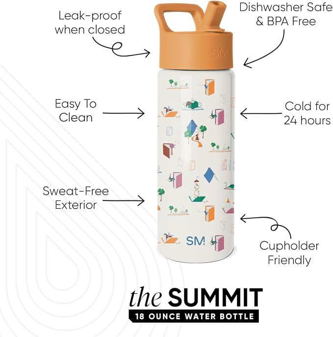 Simple Modern Kids Water Bottle & Toddler Cup | 18oz | Books | Insulated - Image 2